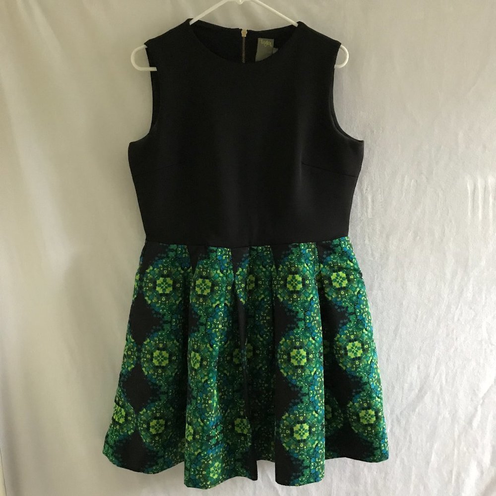 Taylor Black and Green Sleeveless Dress